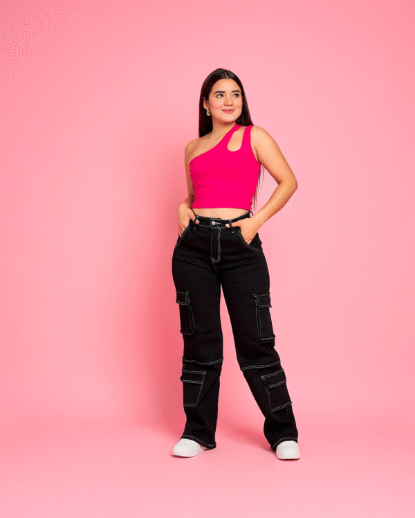 Jeans Cargo Contrast Stitch